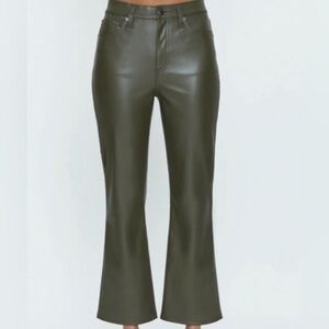Pistola Lennon Vegan Leather cropped boot cut pants Sage Green